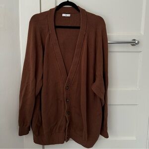 TNA Aritzia Cardigan Sweater Long Brown Buttons